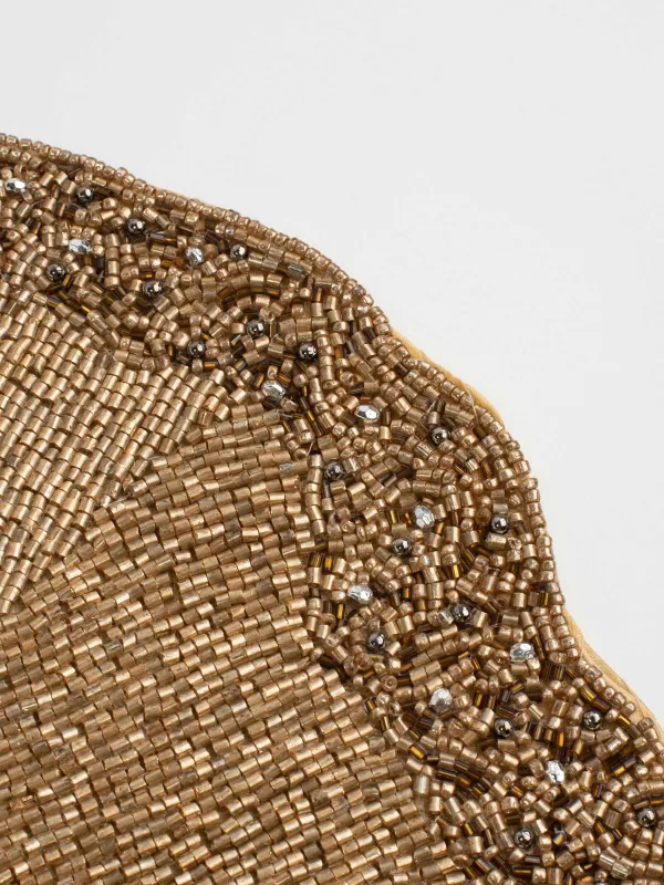 Салфетка под приборы, 36 см, бисер, круглая, золотистая, Волнистые края, Art beads, image-4