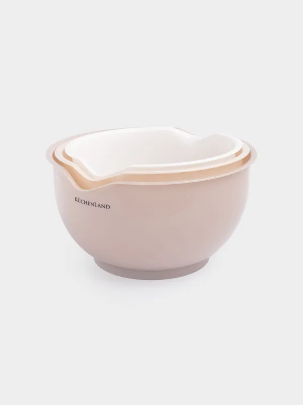 Набор мисок, 3 шт, со сливом, пластик, бежевая/кремовая/молочная, Soft kitchen, image-7