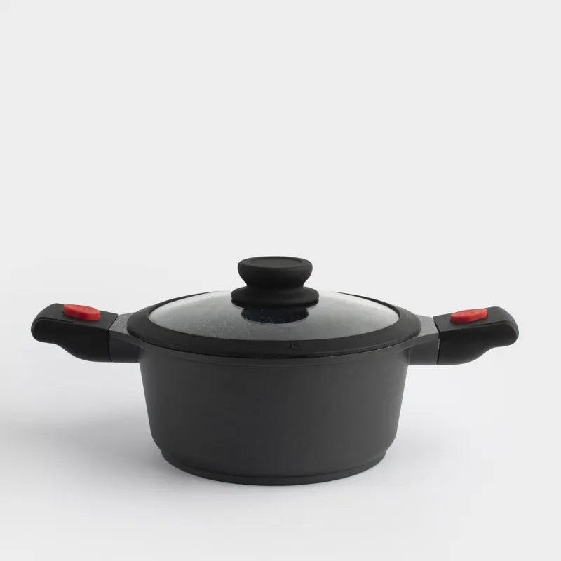 Кастрюля, 20 см, 2,5 л, с крышкой, съемные ручки, с покрытием, алюминий, Solution Red 2