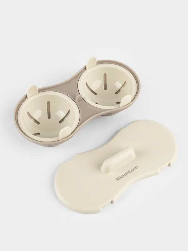 Форма для яйца-пашот в микроволновой печи, 21x11 см, 2 отд, пластик, бежевая, Soft kitchen, image-6