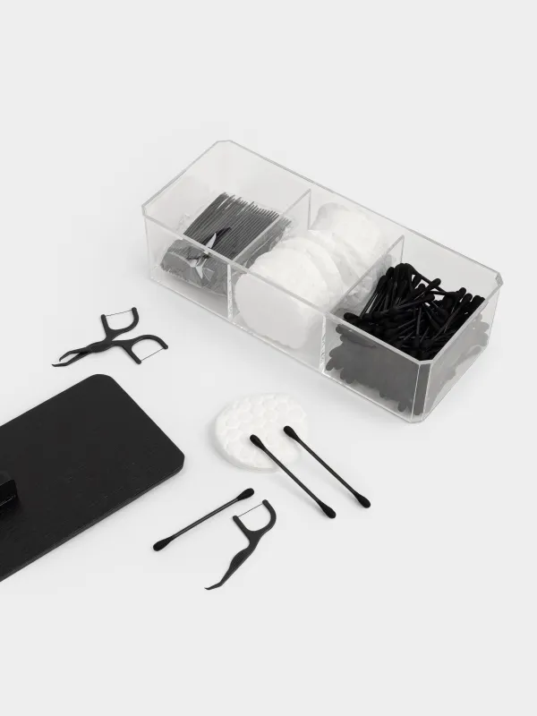 Контейнер с ватными дисками/палочками/зубными нитями, Basic black, image-3