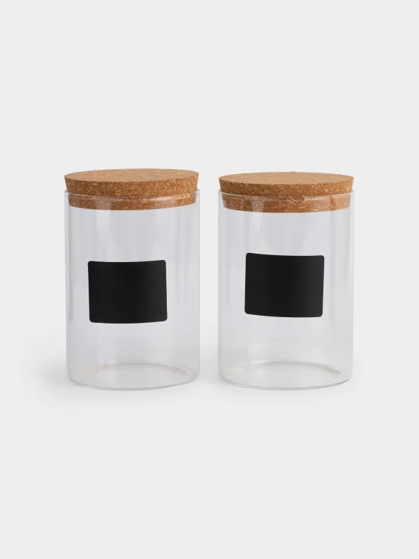 Банка для сыпучих продуктов, 800 мл, 2 шт, Clear cork, image-0