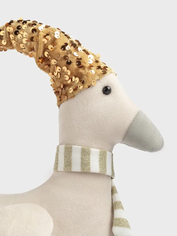 Игрушка, 35 см, мягкая, полиэстер, бежево-золотистая, Гусь в колпаке, Goose, image-4