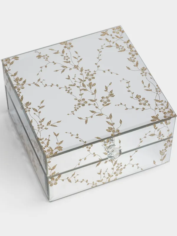Шкатулка для украшений, 13x13 см, стекло, зеркальная, Ветви, Glossy, image-2