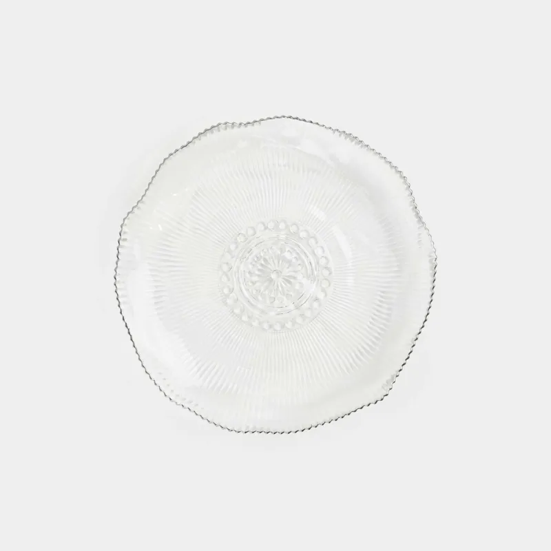 Тарелка закусочная, 21 см, стекло Р, с серебристым кантом, Argos silver