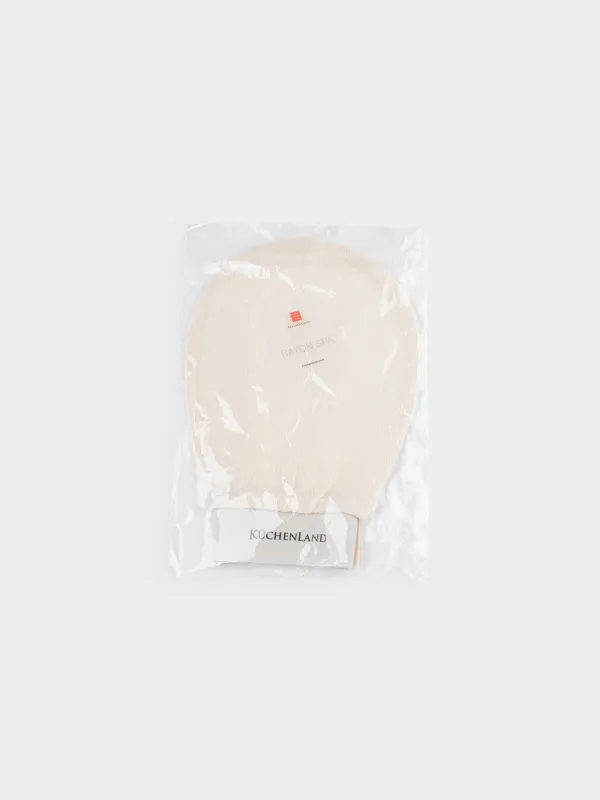 Мочалка-варежка для мытья тела, 22х15 см, отшелушивающая, вискоза, бежевая, Rayon spa, image-4