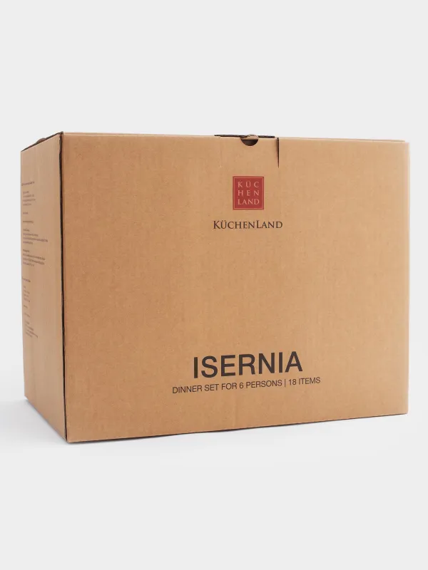 Сервиз обеденный, 6 перс, 18 пр, керамика, черно-белый, в крапинку, Isernia, image-4