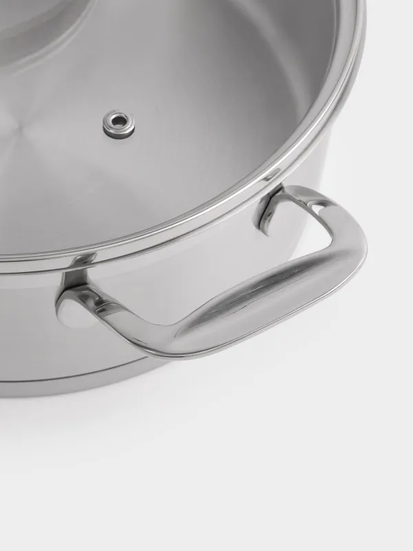 Сотейник, 24 см, 3,5 л, короткие ручки, с крышкой, сталь/стекло Б, Silver Stone, image-4