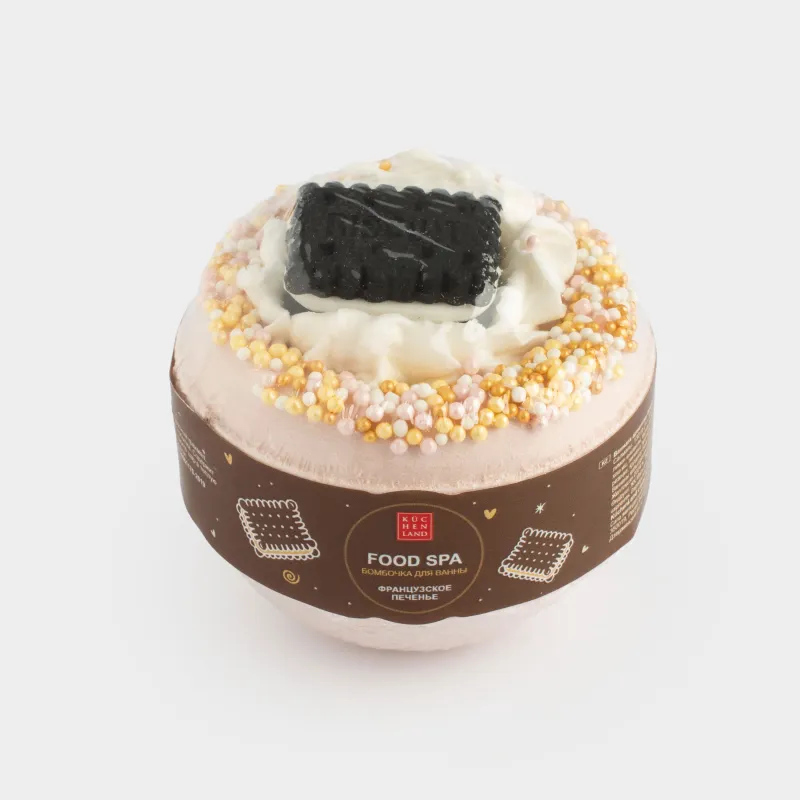 Бомбочка для ванны, 130 гр, с игрушкой, молочная, Французское печенье, Food spa, image-2