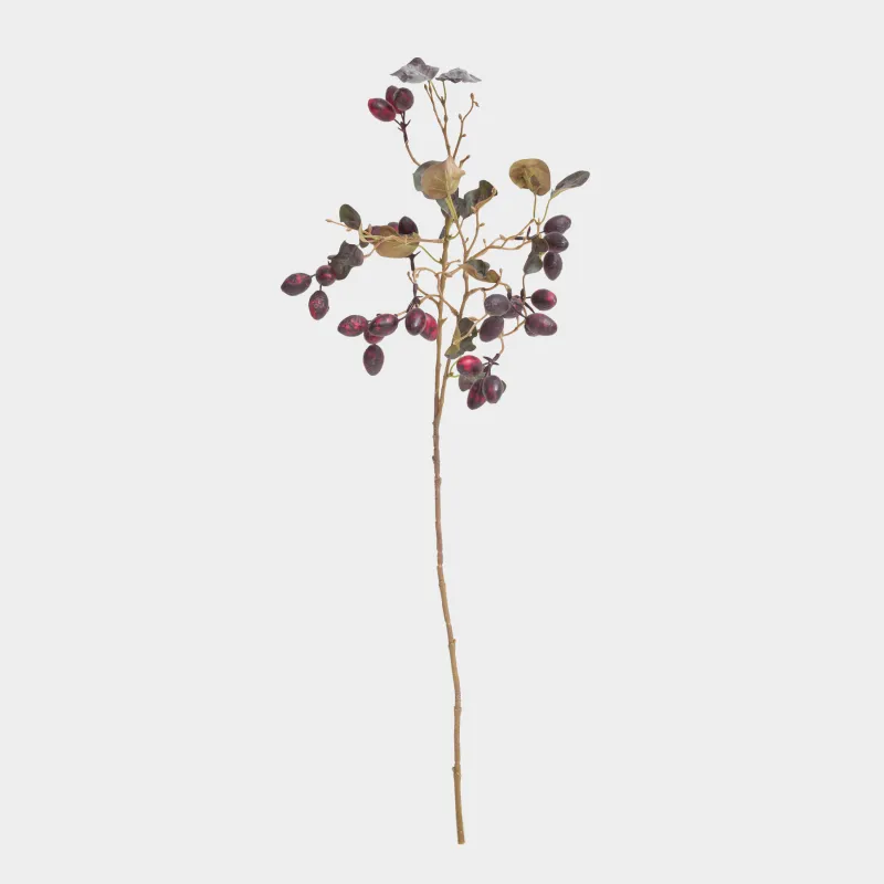 Ветка декоративная, 85 см, пенопласт/полиэтилен, Кизил, Fruit decor