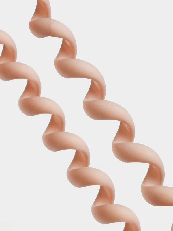 Резинка для волос, 6 см, 3 шт, ТПУ, бежевый микс, Спираль, Helix, image-3