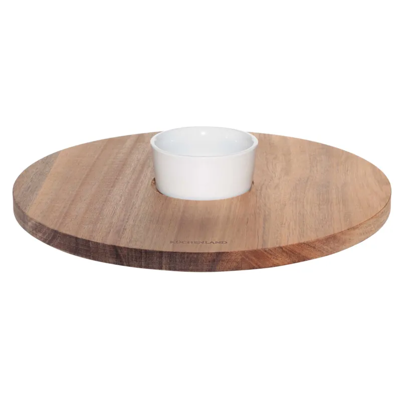 Блюдо для закусок, 30 см, с пиалой, вращающееся, дерево/форфор P, Noble tree, image-0