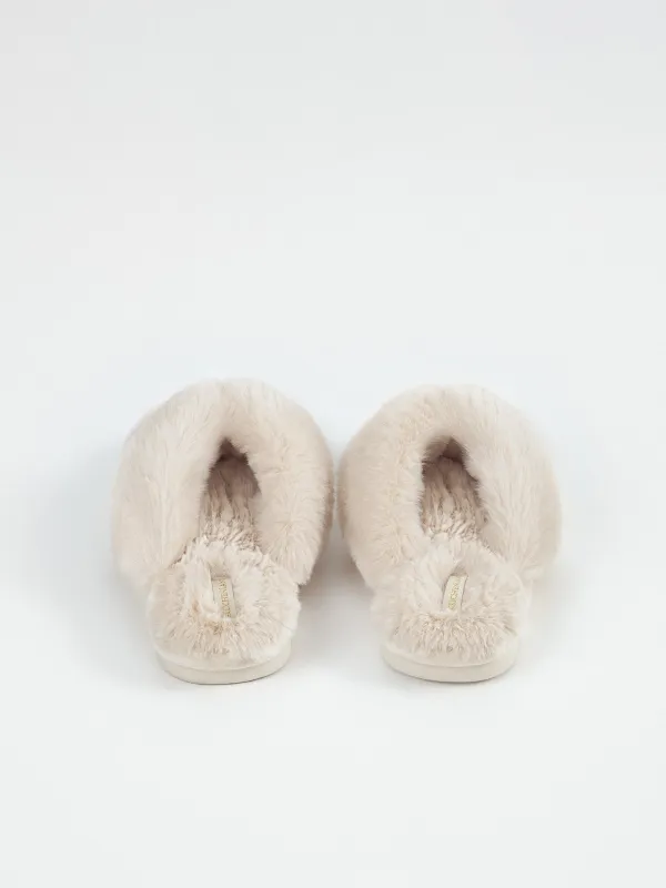 Тапочки женские, домашние, через палец, искусственный мех, молочные, Bushy, image-4