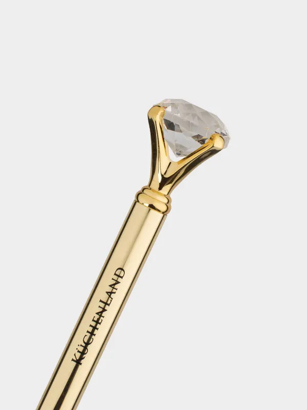 Ручка шариковая, 14 см, с фигуркой, сталь, золотистая, Кристалл, Draw figure, image-2