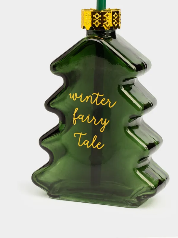 Банка для напитков, 280 мл, с крышкой и трубочкой, стекло, зеленая, Ель, Christmas drink, image-2