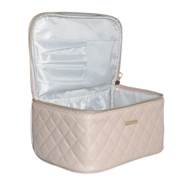 Косметичка, 23х13 см, стеганая, с ручкой, полиуретан, бежевая, Quilted, image-2