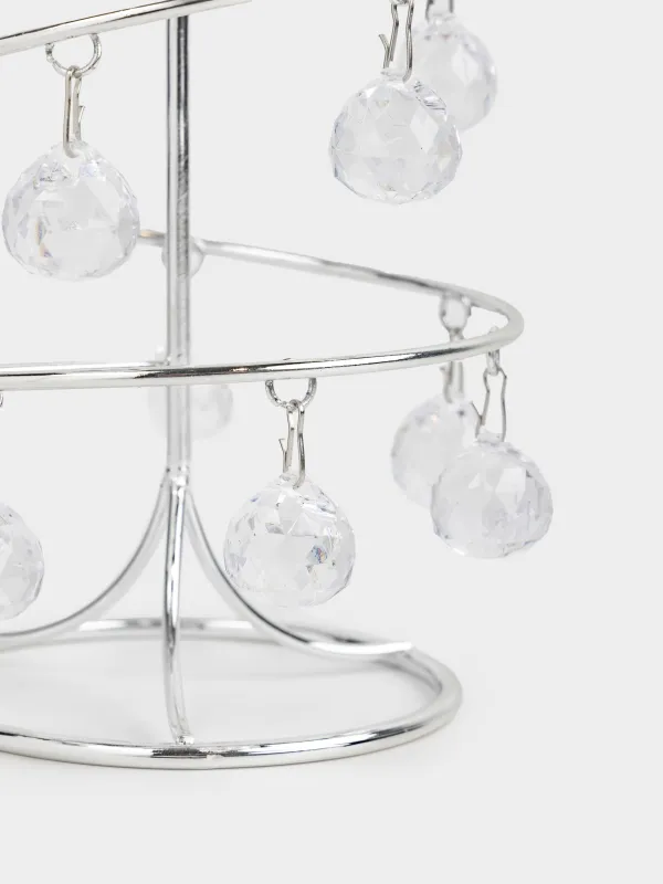 Статуэтка, 27 см, с подвесками, металл/акрил, серебристая, Ель c кристаллами, Silver style, image-2