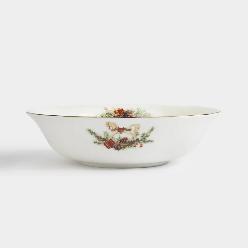 Салатник, 23х6 см, 1,3 л, фарфор F, белый, Лошадка и еловые ветви, Christmas miracle classic