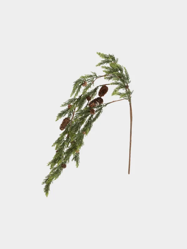 Ветка декоративная, 1,1 м, Хвоя с шишками, Conifer decor, image-0