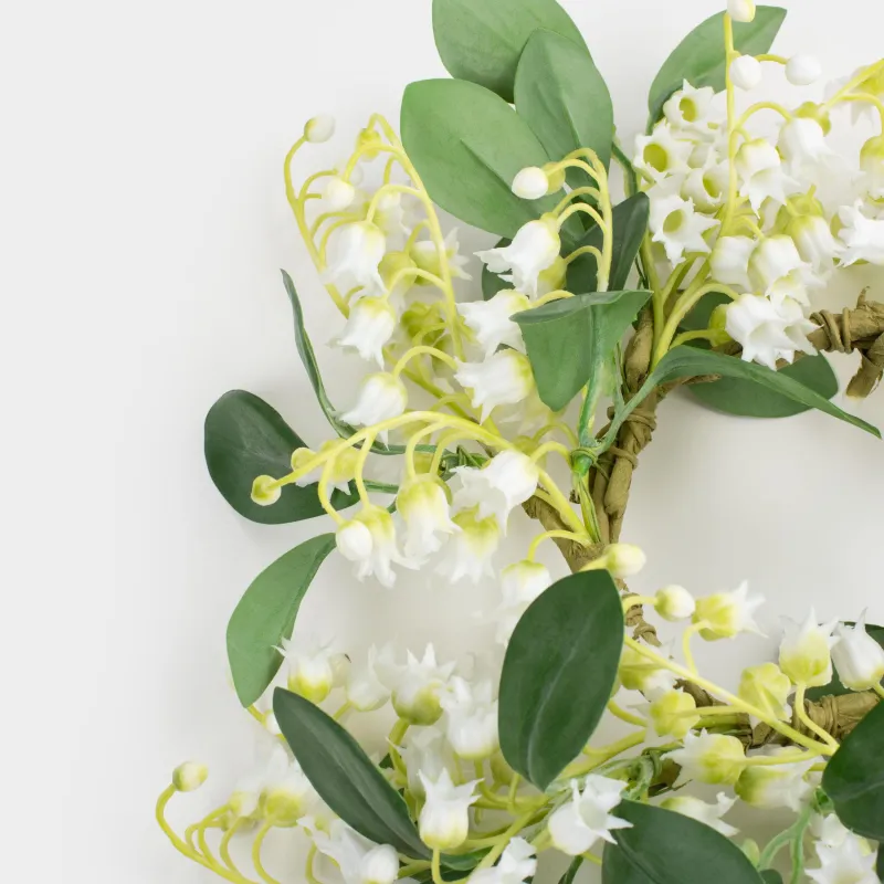 Венок декоративный, 26 см, Белые ландыши, May-lily, image-2