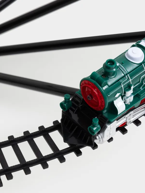 Железная дорога игрушечная, M, музыкальная, с подсветкой, подвесная, Поезд, Game rail, image-3