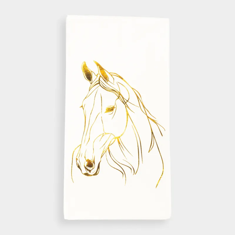Салфетки бумажные, 33х33 см, 20 шт, прямоугольные, белые, Золотистая лошадь, Horse gold
