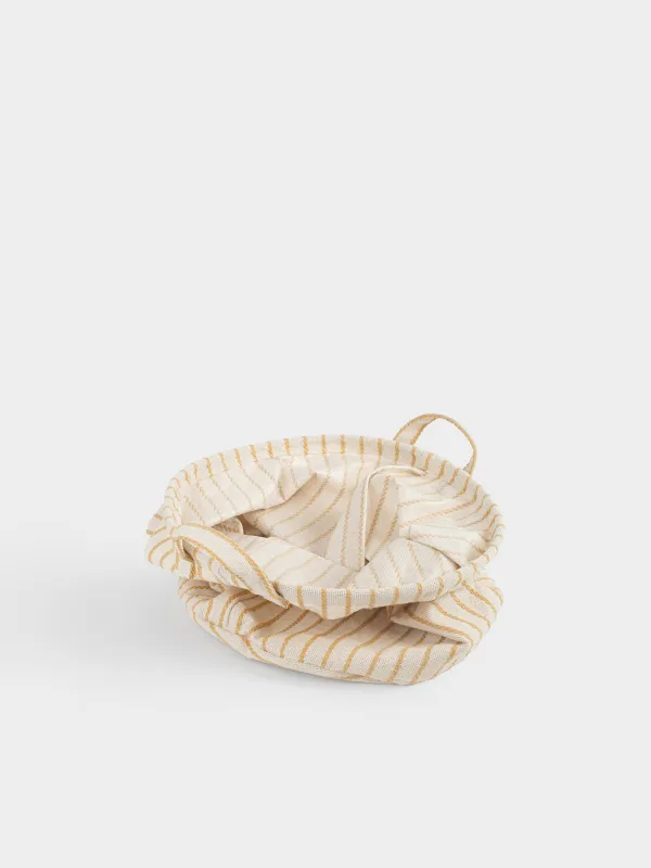 Сумка для хранения белья, 30х35 см, с ручками, полиэстер, круглая, экрю, Полосы, Stripe, image-5