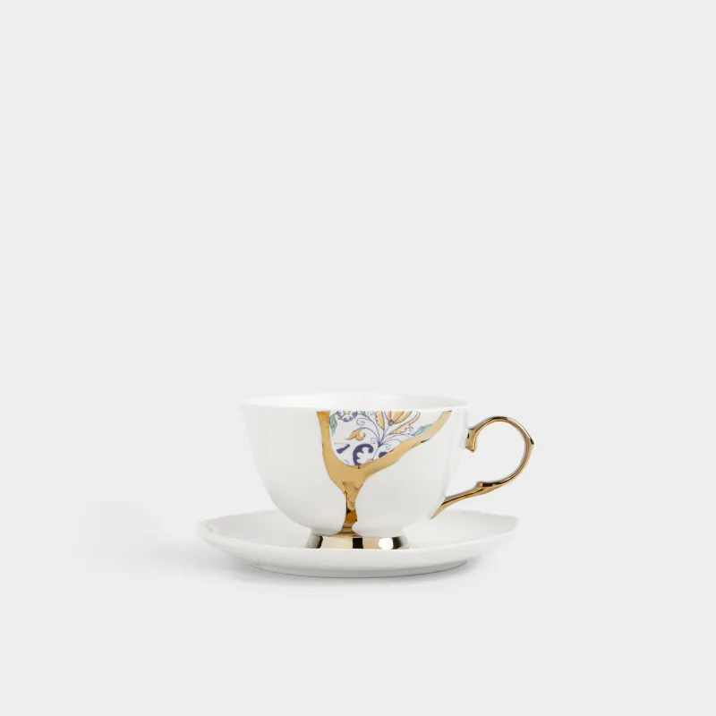 Пара чайная, 1 перс, 2 пр, 220 мл, фарфор N, бело-золотистая, Кинцуги, Revival