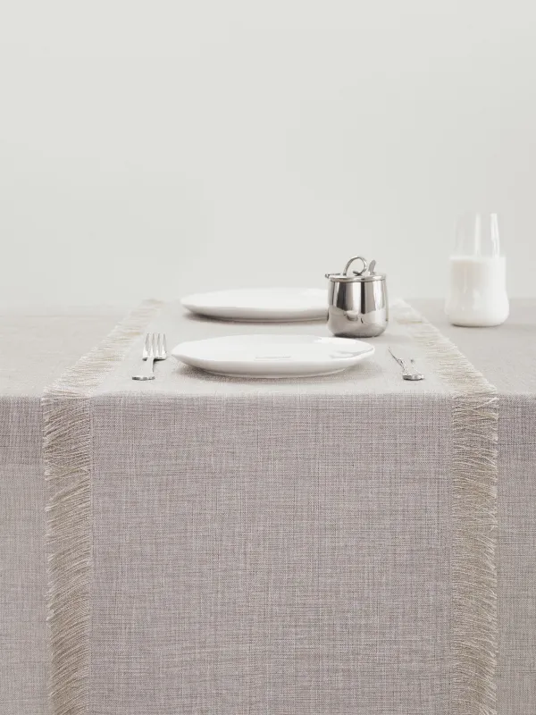 Дорожка настольная, 40х160 см, с бахромой, полиэстер, серый меланж, Beverin, image-3