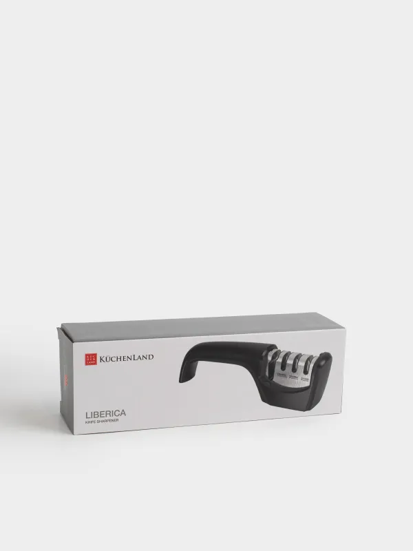 Точило для ножей и ножниц, 21 см, 3 этапа/4 вида заточки, пластик/керамика, черное, Liberica, image-5