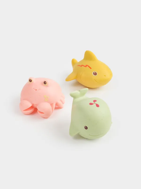 Набор игрушек для купания, 3 пр, ПВХ, цветной, Морские обитатели, Aquatic animals, image-0