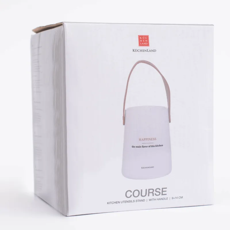 Подставка для кухонных принадлежностей, 14 см, керамика/искусственная кожа, белая, Course, image-5