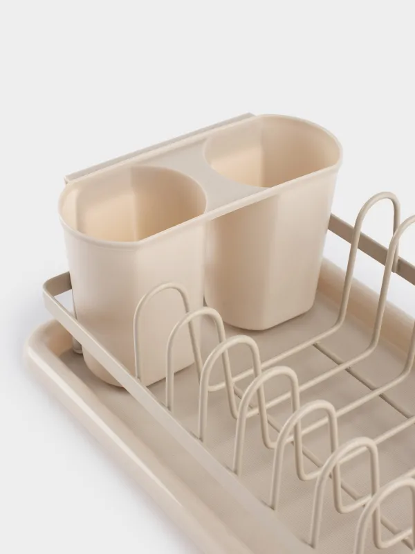 Сушилка для посуды, 42х17 см, с поддоном, металл/пластик, бежевая, Beige style, image-2
