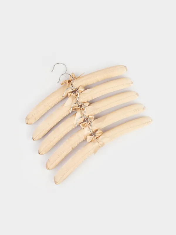 Вешалка-плечики, 38 см, 5 шт, мягкая, полиэстер/поролон, мокко, Soft house, image-3