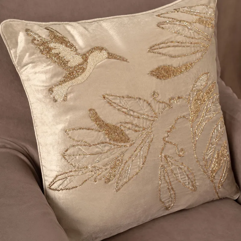 Подушка декоративная, 50х50 см, с бисером, Колибри, Paradise birds