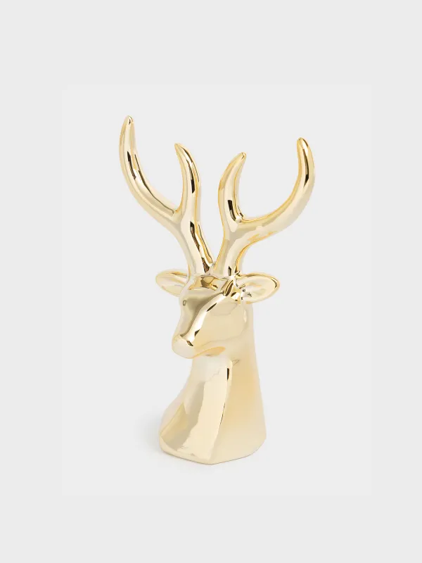 Держатель для украшений, 14 см, фарфор P, золотистый, Олень, Deer gold, image-0