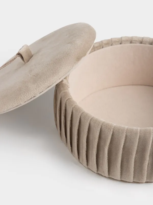 Шкатулка для украшений, 14 см, с кисточкой, бархат/МДФ, молочная, Velvet, image-3