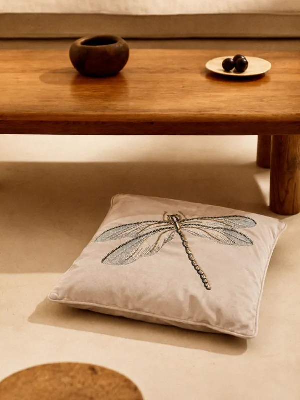Подушка декоративная, 45х45 см, с бисером, Стрекоза, Dragonfly, image-2