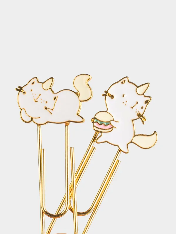 Скрепка канцелярская, 6 см, 2 шт, металл, розовая/голубая, Кот-единорог, Cat-unicorn, image-2