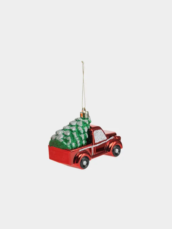 Игрушка елочная, 11х7 см, Елка в пикапе, Figure christmas, image-1
