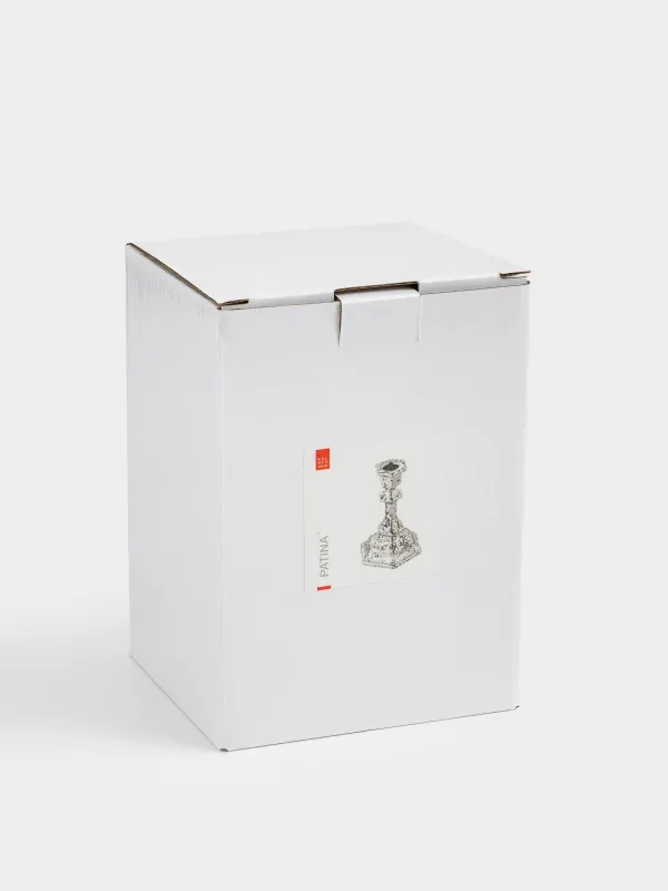 Подсвечник, 14 см, для тонкой свечи, на ножке, стекло, серебристый, Patina, image-4