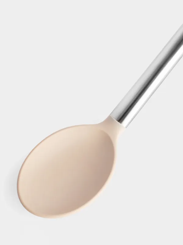 Ложка сервировочная, 34 см, силикон/сталь, серо-бежевая, Metallic, image-3