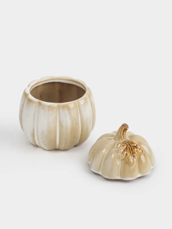 Емкость для хранения, 13х16 см, 700 мл, керамика, молочно-коричневая, Тыква, Pumpkin velir, image-1