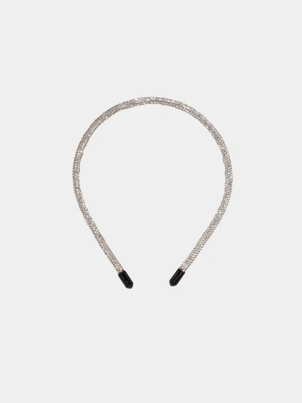 Ободок для волос, 12х14 см, пластик, серебристый, Кристаллы, Jewelry crystal, image-0