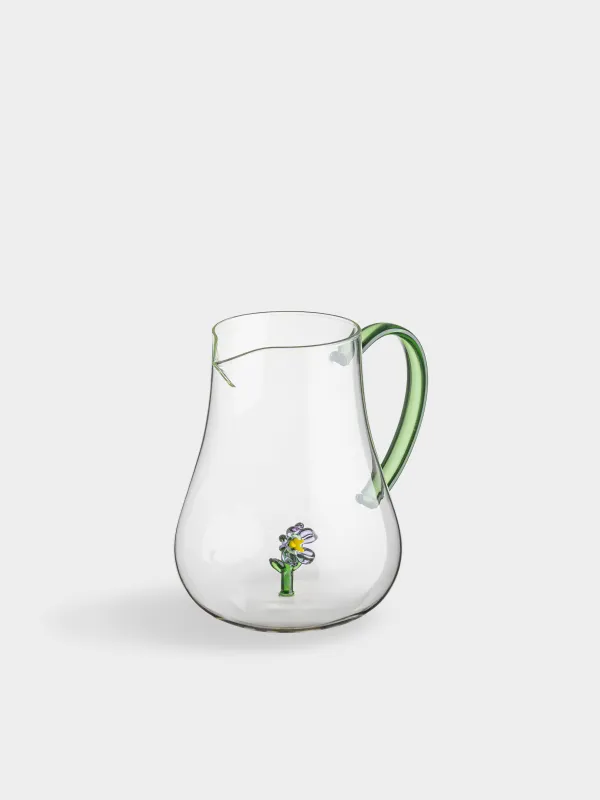 Кувшин, 1,6 л, стекло Б, зеленая ручка, Цветок, Shape, image-1