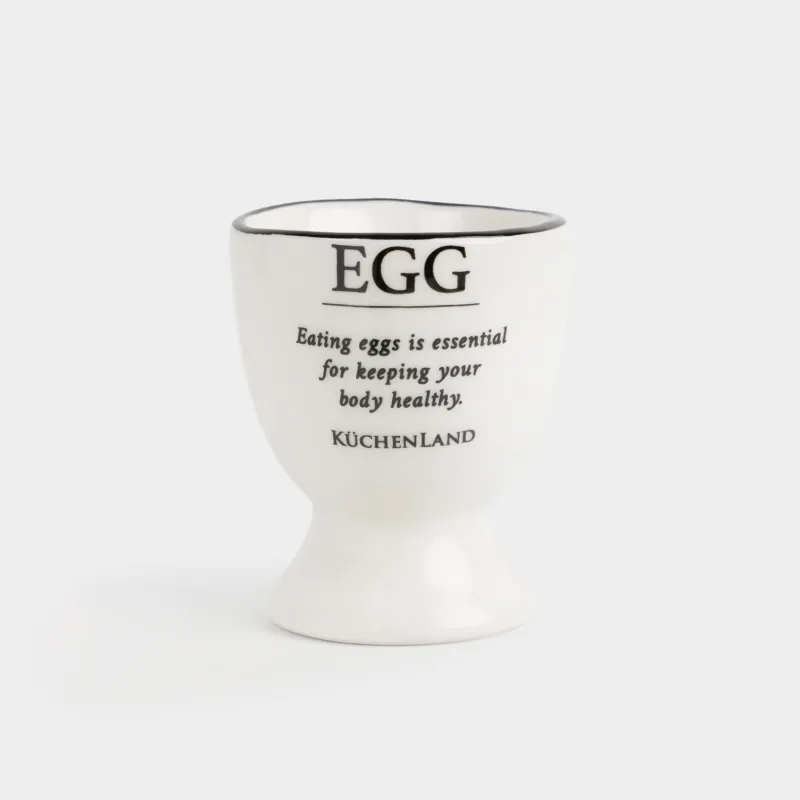 Подставка для яйца, 6 см, керамика D, молочная, с черным кантом, Egg, Course