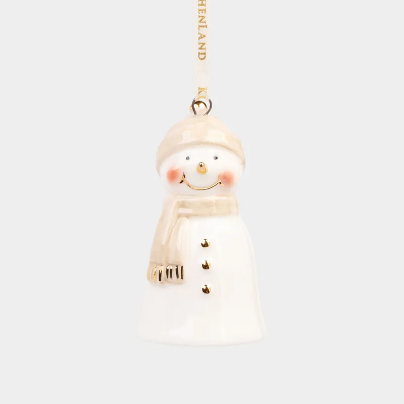 Игрушка елочная, 8 см, фарфор P, молочная, Снеговик в шапке и шарфе, Figure christmas