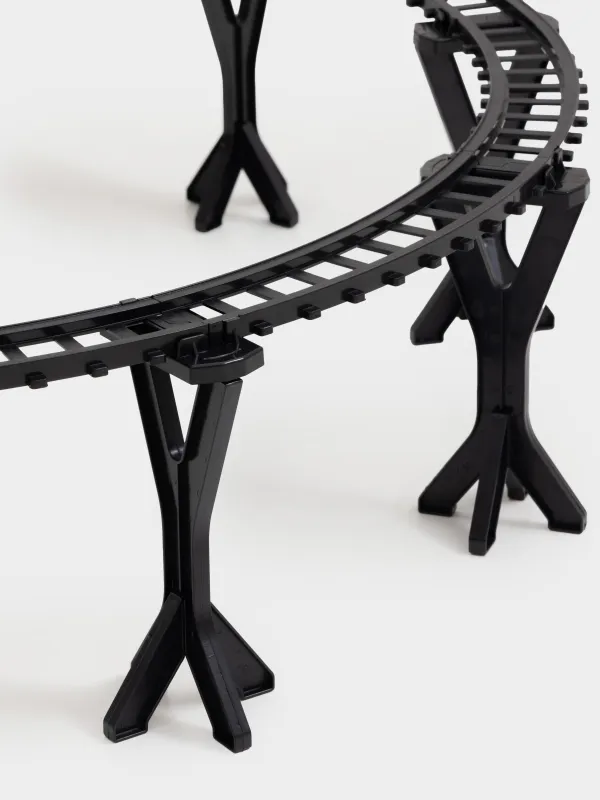 Железная дорога игрушечная, L, музыкальная, с подсветкой/дымом, на подставке, пластик, Game rail, image-4