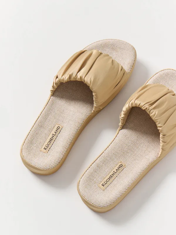 Тапочки женские, домашние, полиэстер/хлопок, бежевые, Everleigh, image-2