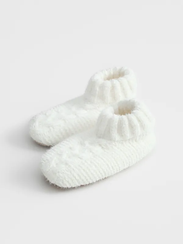 Тапочки-носки домашние, молочные, Knitted soft, image-3